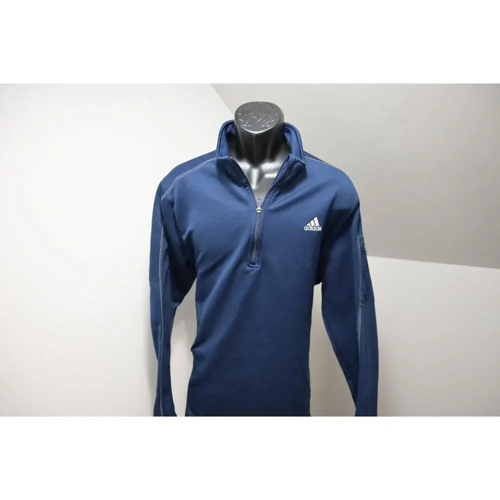 Adidas Track Soccer‎ Jacket 1/4 Zip Blue Pullover Athletic Mens Size 2XL XXL